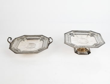 JE Caldwell & Co Companion Pair of Sterling Tazzas
