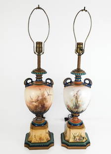 Pair of Hand-Painted Porcelain Lamps