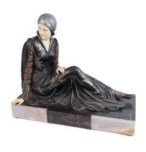 Art Deco Spelter and Ivorine Figure