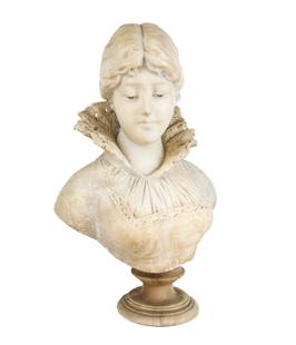 Carved Alabaster Bust of a Lady