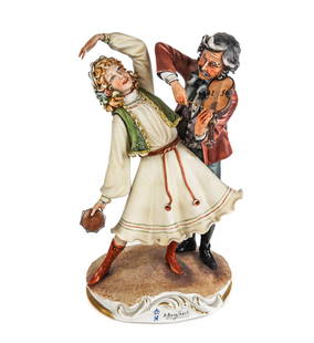 Capodimonte Figurine of Violin Player and Tambourine Dancer
