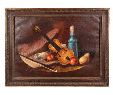 T. BRUNO: Table Still Life - Oil Painting
