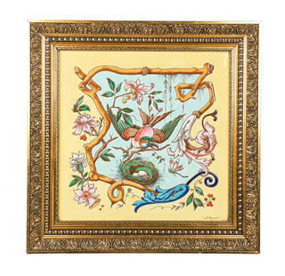 Polychrome Porcelain Painted Tile, J. Rizaud