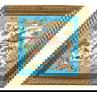 Polychrome Porcelain Painted Tile, J. Rizaud