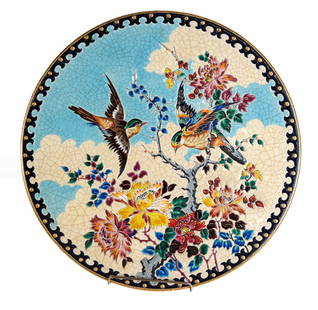 Emaux de Longwy Polychrome Porcelain Charger