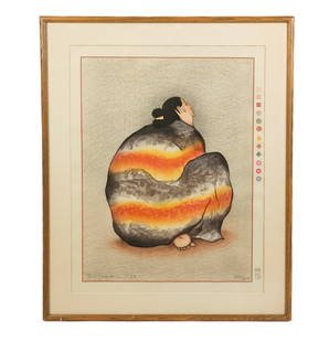 R.C. GORMAN: Seated Woman - Lithograph