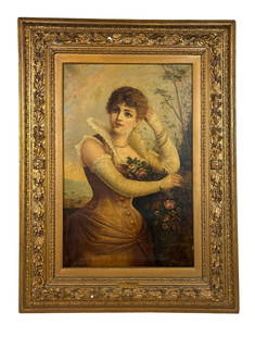 J. COOPER: Portrait Of Woman - Oil Painting