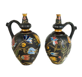 Zsolnay Pair of Earthenware Ewers