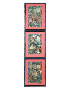 Set of 3 Chinese Colored Woodblock Prints