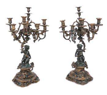 Pair Louis XV Bronze Candelabras