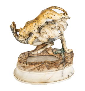 Marble, Glass and Composition Figural Lamp
