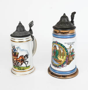 Karl Rau and Hochr Hand-Painted German Steins, 2