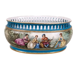 Hand-Painted Reticulated Cachepot