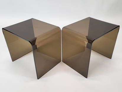 Pair Of Modern Smoked Acrylic Low Tables
