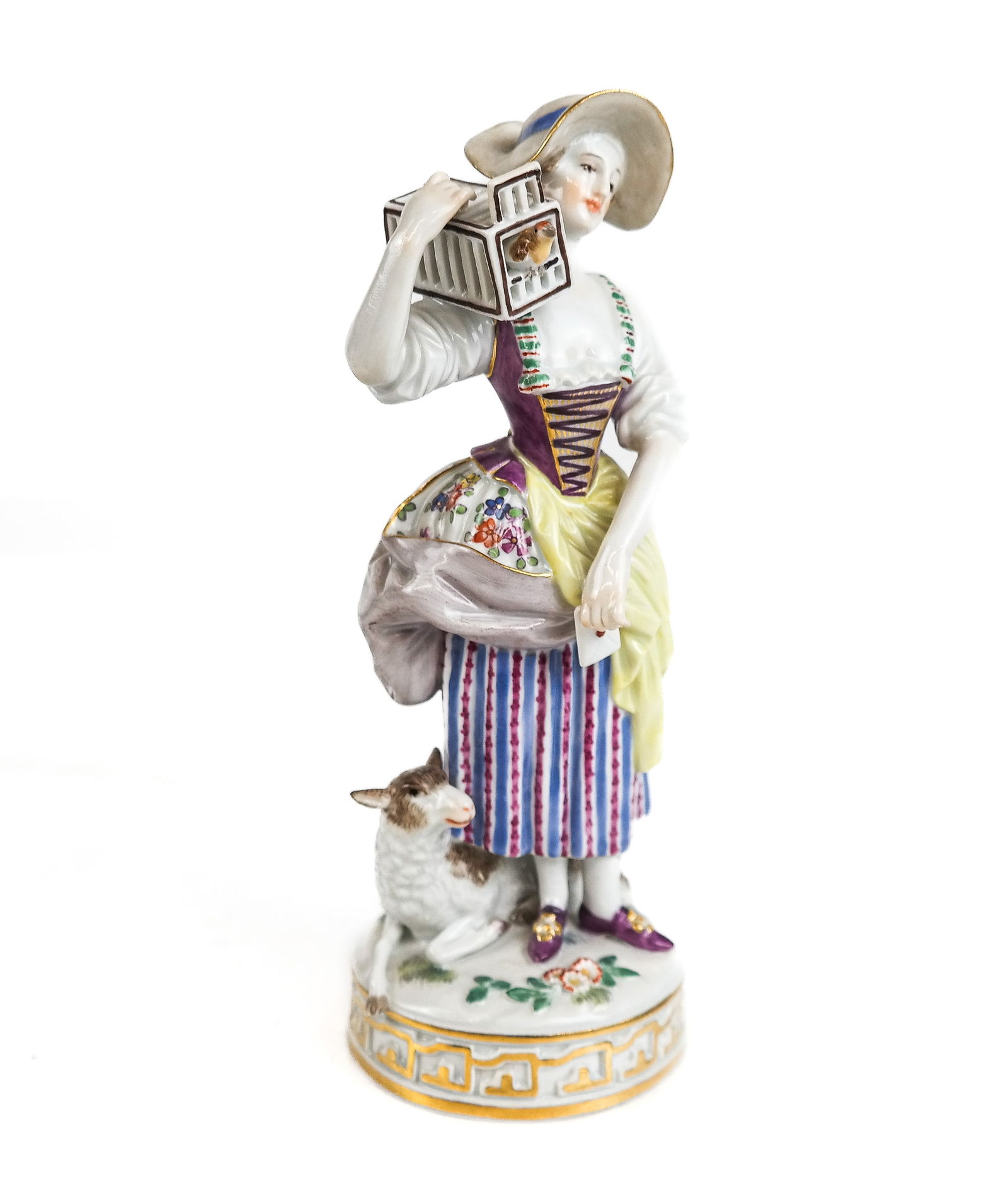 Meissen Figure of a Lady with Birdcage and Sheep (1 of 11)