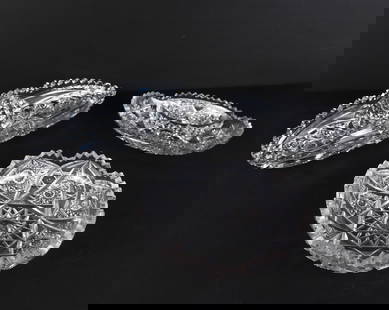 3 American Brilliant Cut Crystal and Glass Dishes