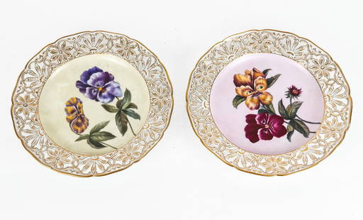 After KPM Whimsical Flower Porcelain Plates, 2