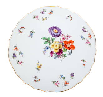 Meissen Porcelain Polychrome Decorated Cake Plate