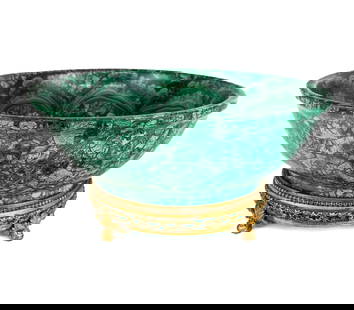 Louis XVI Malachite & Bronze Palatial Center Bowl