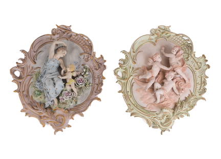 Two Volkstedt Porcelain Neoclassical Wall Plaques