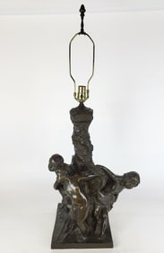 Elia SALA Signed Bronze Figural Lamp