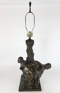 Elia SALA Signed Bronze Figural Lamp