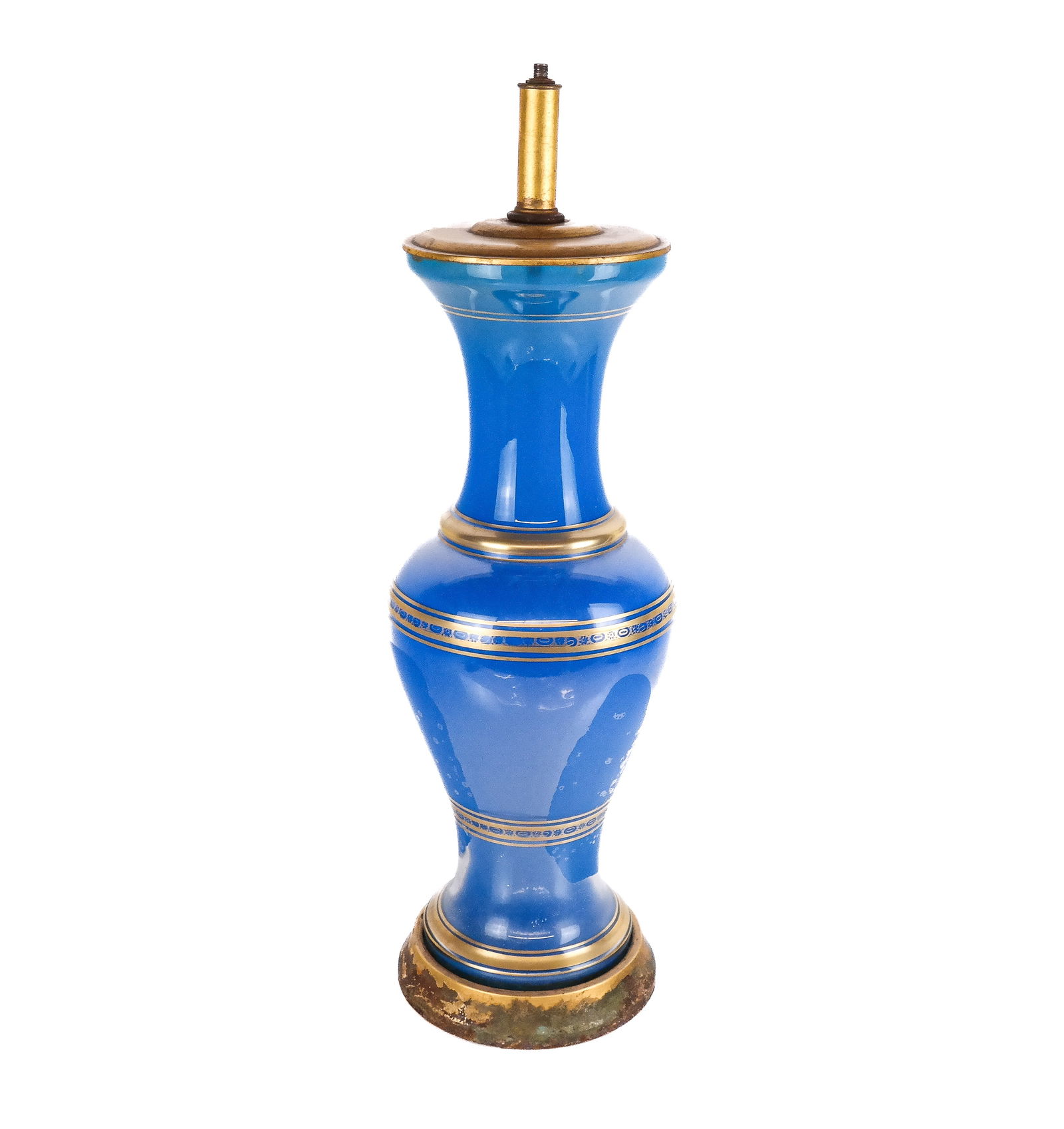 Large Opaline Blue and Gilt Vase Mounted as a Lamp (1 of 8)