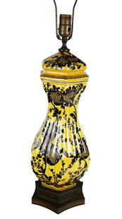 Yellow Decorated Ceramic Vase Lamp