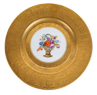 Epiag Porcelain/Gilt Decorated Service Plates, 12