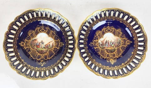 Dresden Openwork Porcelain Plates, Pr