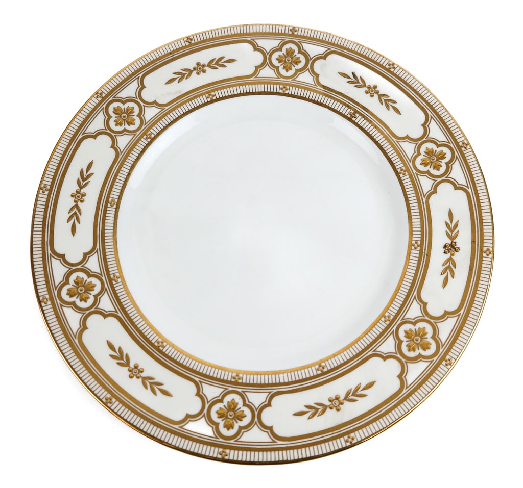 Mintons Gilt White and Cream Dinner Plates, 15 (1 of 8)