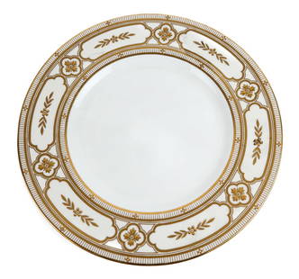 Mintons Gilt White and Cream Dinner Plates, 15