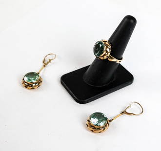Gold and Topaz Earring and Ring Set