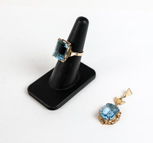 Gold and Topaz Ring and Pendant