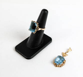 Gold and Topaz Ring and Pendant