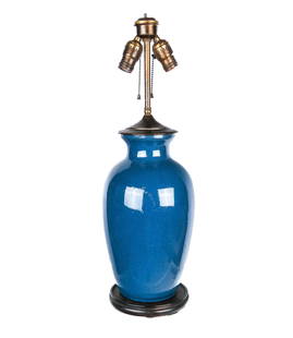 Chinese Blue Baluster Vase Mounted as a Lamp