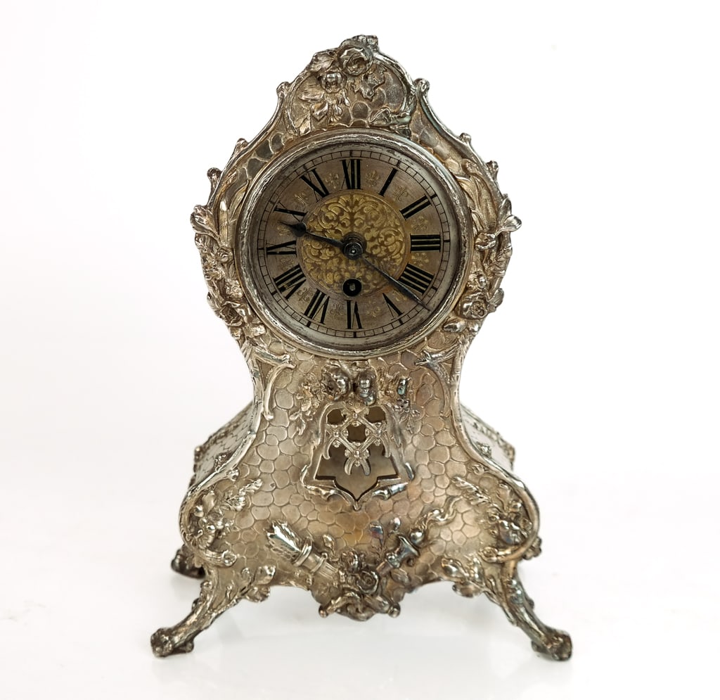 Silvered Metal Table Clock (1 of 10)