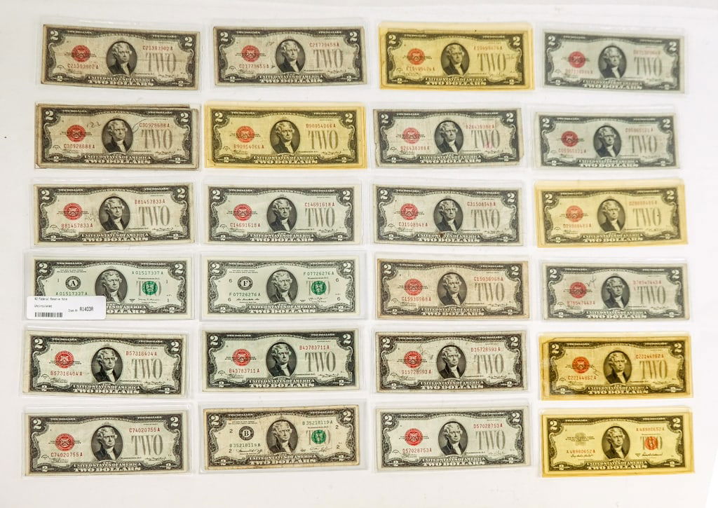 Group of 28 Vintage Two Dollar Bills, 28 (1 of 18)