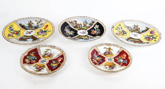 Meissen and After Meissen Hand-Painted Plates, 5