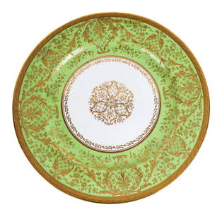 Royal Doulton Green and Gilt Decorated Plates, 11