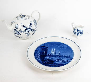 Meisen-Inspired Porcelain Blue and White Items, 3