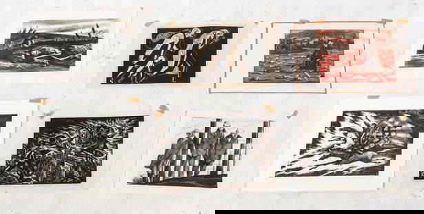Six Circa 1940 Anti-Nazi Prints and Woodblocks