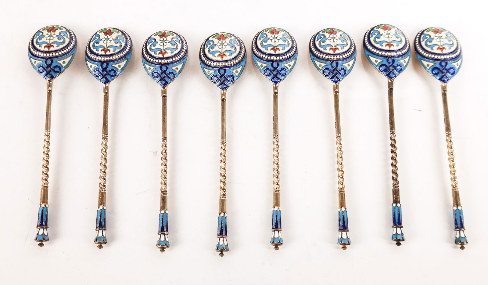 Russian Silver-Gilt and Cloisonne Enamel Spoons, 8 (1 of 13)