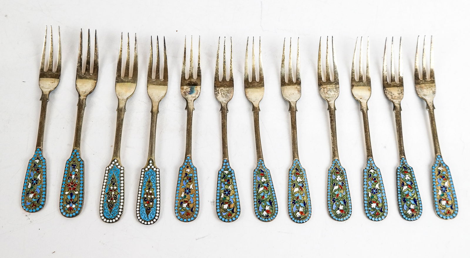 10 Russian & Other Silver/Cloisonné Cocktail Forks (1 of 9)