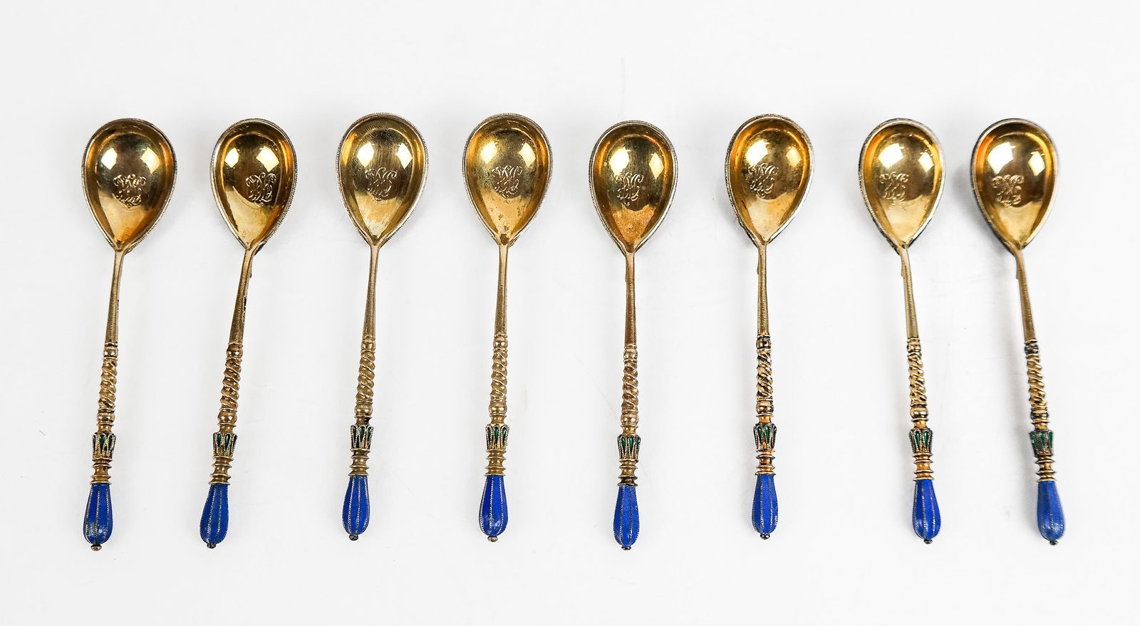 Russian Silver-Gilt and Cloisonné Demitasse Spoons (1 of 11)