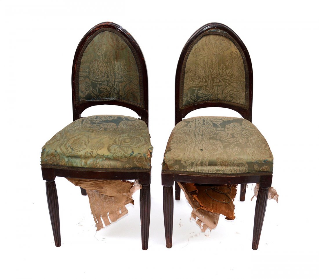 Pair of Deco Side Chairs: Pair of art deco slipper chairs.