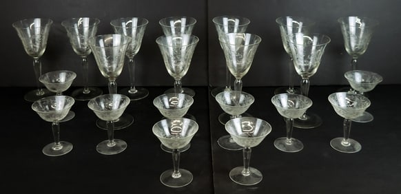 Pioneer "Willow Moon" Etched Crystal Stemware, 21
