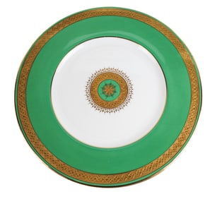 Mintons Green & Gilt Porcelain Service Plates, 12
