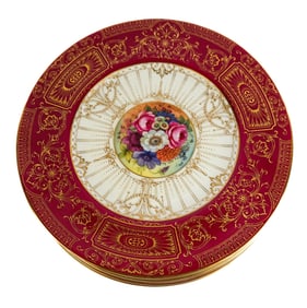 Royal Worcester Hand-Painted Cabinet Plates, 13
