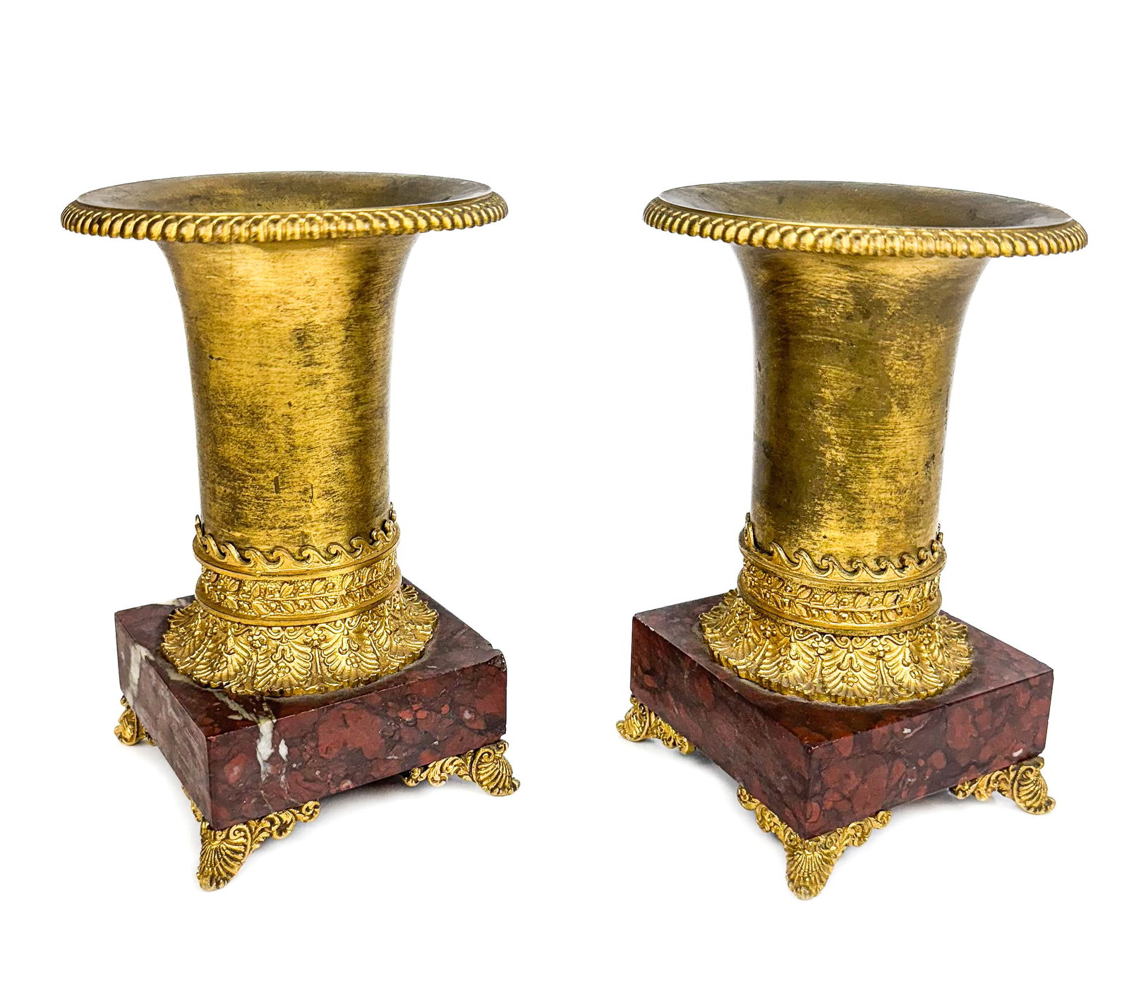 Pair of Regence Bronze Dore and Marble Vases (1 of 13)